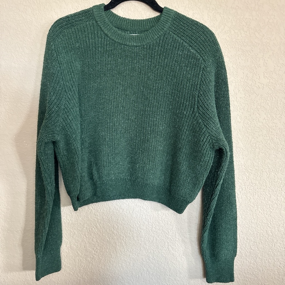 Cotton On Green Cropped Knit Sweater | Size M | Like New